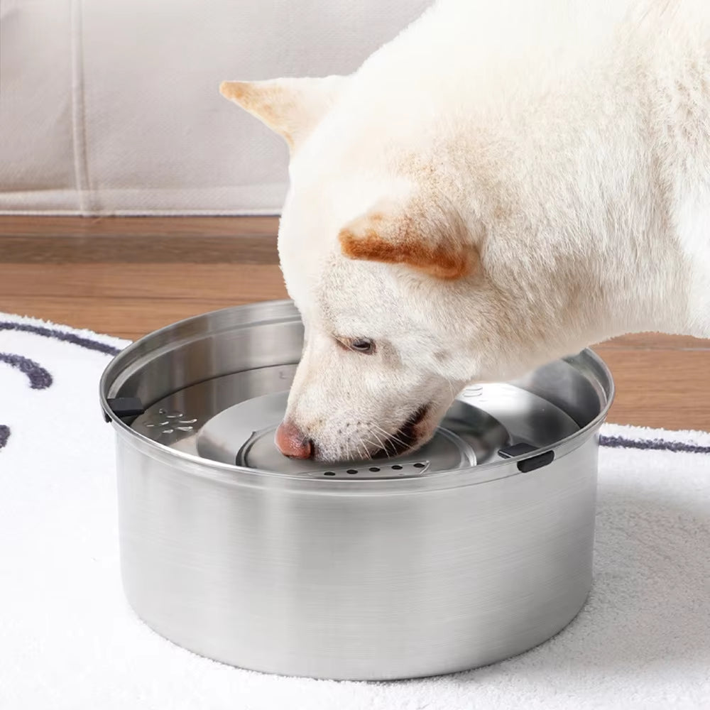 Large Capacity Stainless Steel Dog Floating Bowl No Spill Anti-Splash Dog Water Dispenser Non-Slip Dog Cat Pet Water Feeder Bowl