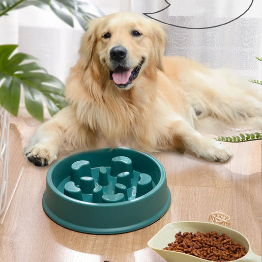 Pet Dogs and Cats Slow Food Bowl Puzzle Non-Choking Non-Slip Slow Feeder Thickened Plastic Plate Bowl Pet Feeding Bowl