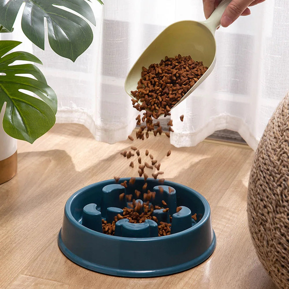 Pet Dogs and Cats Slow Food Bowl Puzzle Non-Choking Non-Slip Slow Feeder Thickened Plastic Plate Bowl Pet Feeding Bowl