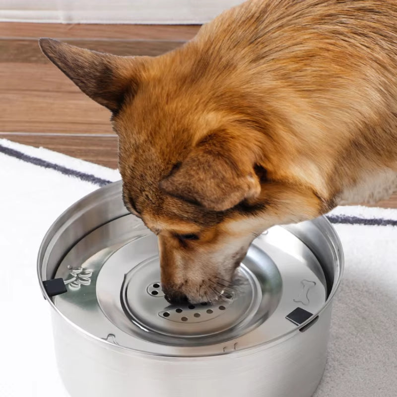 Large Capacity Stainless Steel Dog Floating Bowl No Spill Anti-Splash Dog Water Dispenser Non-Slip Dog Cat Pet Water Feeder Bowl